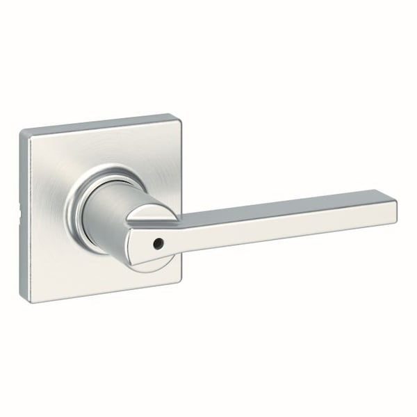 Casey Lever with Square Rose Privacy Door Lock with 6AL Latch and RCS Strike Satin Nickel Finish